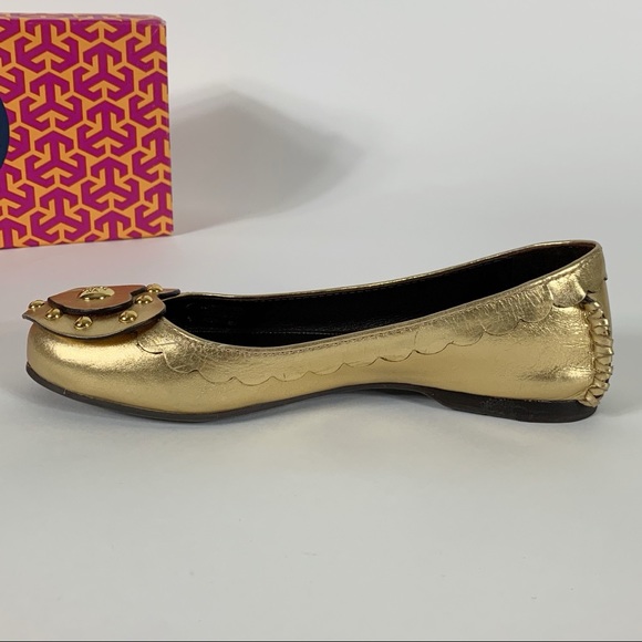 TORY BURCH Gold Heart Ballet Flats - Picture 7 of 16
